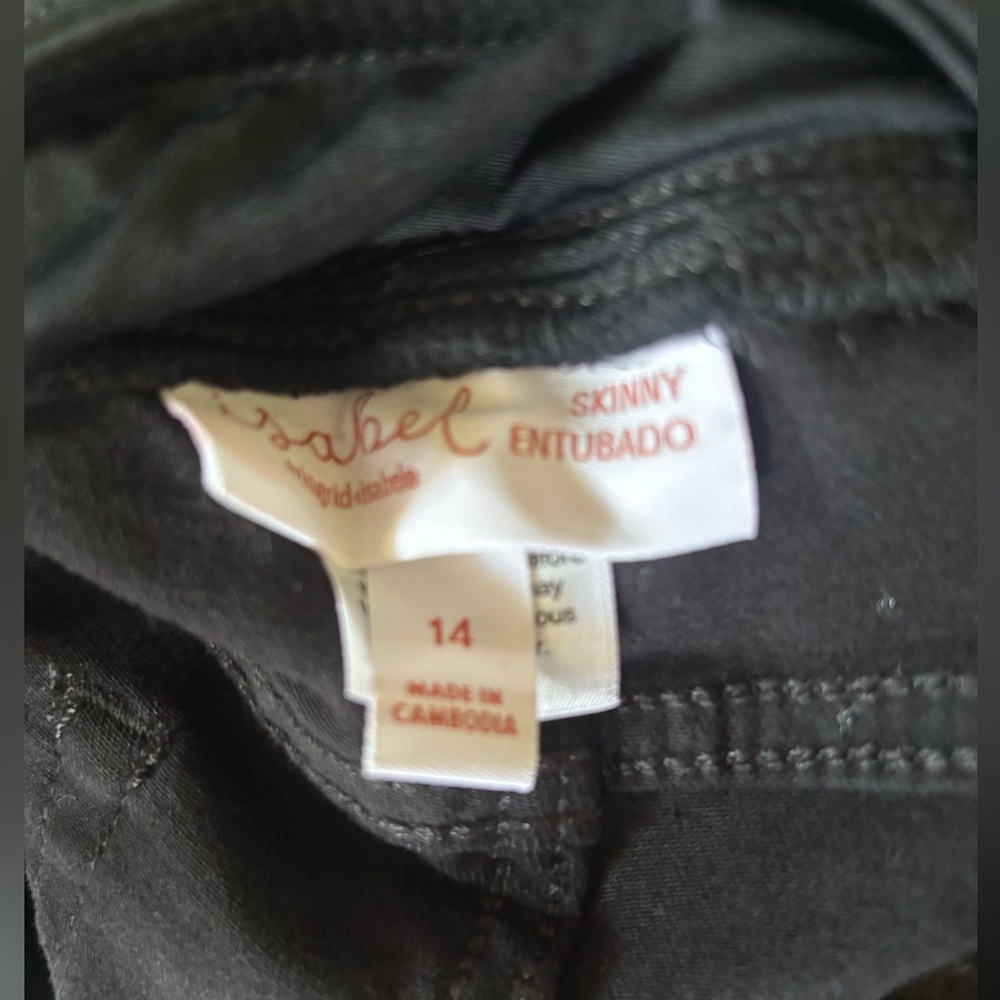 Isabel Maternity Womens Cross Back Panel Skinny Jeans in Black Denim Sz 12/14 - Picture 7 of 8